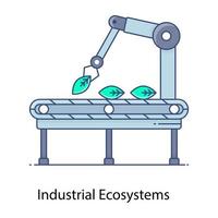 livraison de produits, icône de contour plat de l'écosystème industriel, vecteur