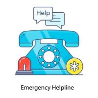 une icône unique de la ligne d'assistance téléphonique d'urgence dans un style modifiable vecteur