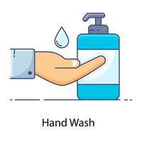 lavage à la main, icône de contour plat d'hygiène vecteur