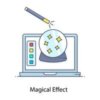 icône de contour plat effet magique, conception vecteur