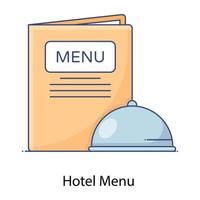 vecteur de contour plat du menu de l'hôtel, délicieuse liste de repas