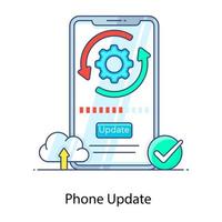 logiciel mobile, icône de contour plat de la mise à jour du téléphone vecteur