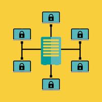 Vecteur du concept de design plat technologie block chain.