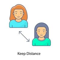 garder l'icône du concept de distance, distanciation sociale pour la protection corona vecteur