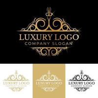 logo calligraphique victorien de luxe rétro antique avec cadre ornemental vecteur