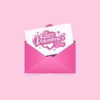 Carte de voeux Happy Valentines Day, invitation avec abstrait rose enveloppe vecteur