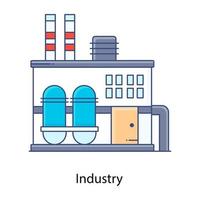 icône de contour plat usine de production, fabrication. vecteur