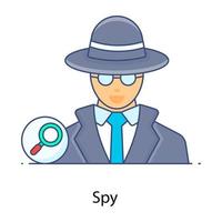 icône d'espionnage dans la conception conceptuelle de contour plat, agent secret