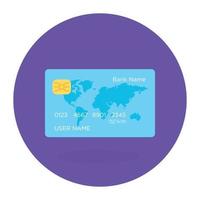 une carte bancaire à puce isolée sur fond violet vecteur