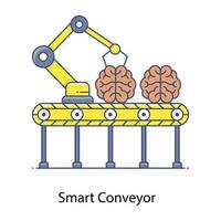 icône de contour plat de convoyeur intelligent, machine automatique vecteur