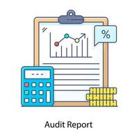 icône de contour plat de rapport d'audit, analyse d'entreprise vecteur