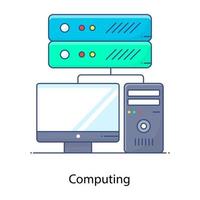 icône de contour plat informatique, mise en réseau vecteur