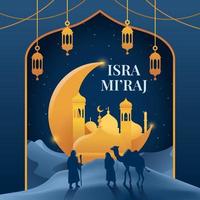 isra miraj le prophète du voyage nocturne muhammad vecteur