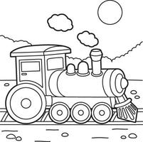 coloriage de locomotive à vapeur pour les enfants vecteur