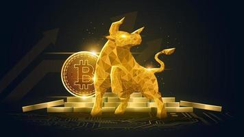 tendance haussière de la monnaie crypto bitcoin vecteur