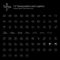 Transport et logistique Pixel Perfect Icons (style de ligne) Shadow Edition. vecteur