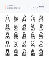 Vecteur détaillé ligne Icons Set of People and Avatar. 64x64 Pixel Stroke Perfect et Editable.