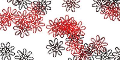 fond de doodle vecteur rouge clair avec des fleurs.