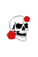 crâne avec illustration vectorielle fleur rose vecteur