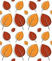 joli motif de feuilles d'automne dans des couleurs claires chaudes, répétition sans couture. style plat tendance. idéal pour les arrière-plans, les vêtements, la conception éditoriale, les cartes, le papier d'emballage cadeau, la décoration intérieure, etc. vecteur