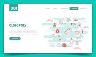 concept d'oligopole avec icône de cercle pour le modèle de site Web ou le style de contour de la page d'accueil de la bannière de la page de destination vecteur