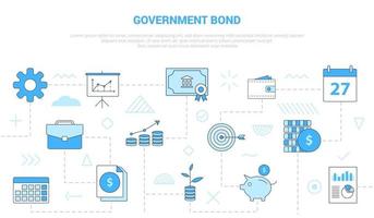 concept d'obligations gouvernementales avec bannière de modèle de jeu d'icônes avec style de couleur bleu moderne