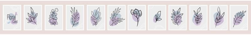 clipart floral, ensemble de feuilles d'eucalyptus d'art en ligne vecteur