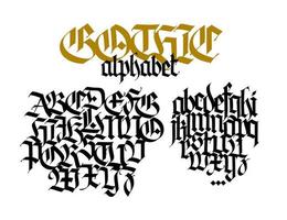 alphabet gothique complet. lettres majuscules et minuscules sur fond blanc. vecteur