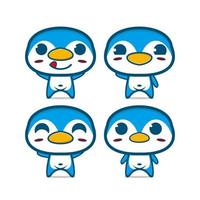 jolie collection de jeux de pingouins. illustration vectorielle du visage de dessin animé plat de personnage de mascotte de pingouin. isolé sur fond blanc. concept de paquet d'idées de logo de mascotte de pingouin de personnage mignon vecteur