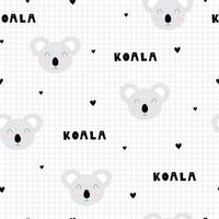 fond de dessin animé animal koala à motif sans couture et a une grille carrée comme fond d'écran. utiliser pour la publication, le tissu, les textiles, l'illustration vectorielle. vecteur