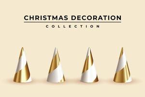 illustration réaliste or et cônes blancs pour la collection de décoration de noël vecteur