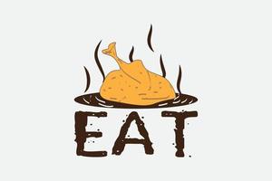 bonne fête de thanksgiving et conception de typographie de poulet vecteur