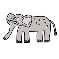 dessin animé doodle éléphant linéaire isolé sur fond blanc vecteur