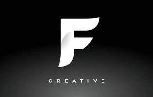 création de logo lettre f blanche avec un look créatif minimaliste et une ombre douce sur le vecteur de fond noir