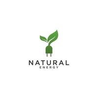 logo d'illustration d'énergie naturelle avec des feuilles qui symbolisent la meilleure énergie naturelle vecteur