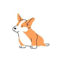 illustration de dessin animé mignon chien corgi. chiot assis drôle. vecteur