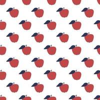 fruits pomme rouge avec des feuilles bleues sur fond blanc. motif vectoriel