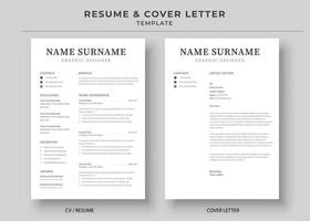 modèle de CV et de lettre de motivation, modèle de CV minimaliste, CV d'emplois professionnels vecteur