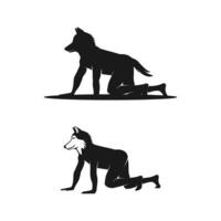 loup garou silhouette loup garou noir et blanc vecteur