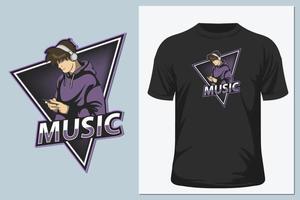 t-shirt d'illustration vectorielle de musique vecteur