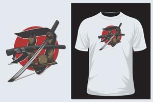 t-shirt illustration vectorielle samouraï vecteur
