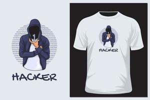 t-shirt d'illustration vectorielle de pirate informatique vecteur