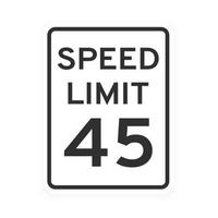 limite de vitesse 45 icône de trafic routier signe illustration vectorielle de conception de style plat isolée sur fond blanc. vecteur