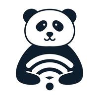 panda avec lignes internet logo vector icon design