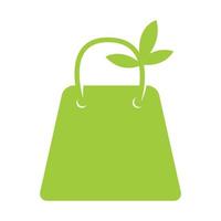 sac à provisions avec feuille aller au vert nature logo icône vector design