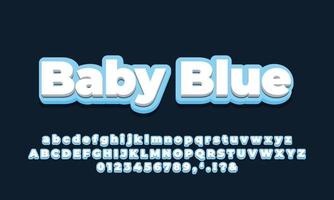 bleu doux avec effet de police 3d blanc ou conception de styles de texte vecteur