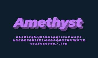 alphabet moderne 3d effet de texte violet doux ou conception d'effet de police vecteur