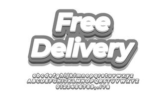 modèle 3d de texte de promotion de remise de vente de livraison gratuite vecteur