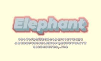 conception d'effet de texte couleur éléphant vecteur