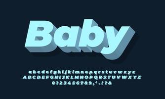 alphabet moderne 3d effet de texte bleu doux ou conception d'effet de police
